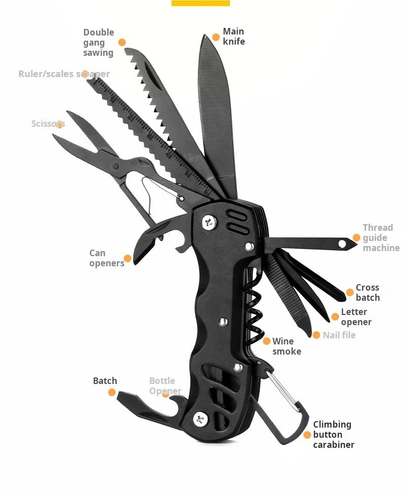 Swiss Army Knife Outdoor Multi-Function - Portable Folding Knife for Wilderness Survival, EDC Tool with Bottle Opener