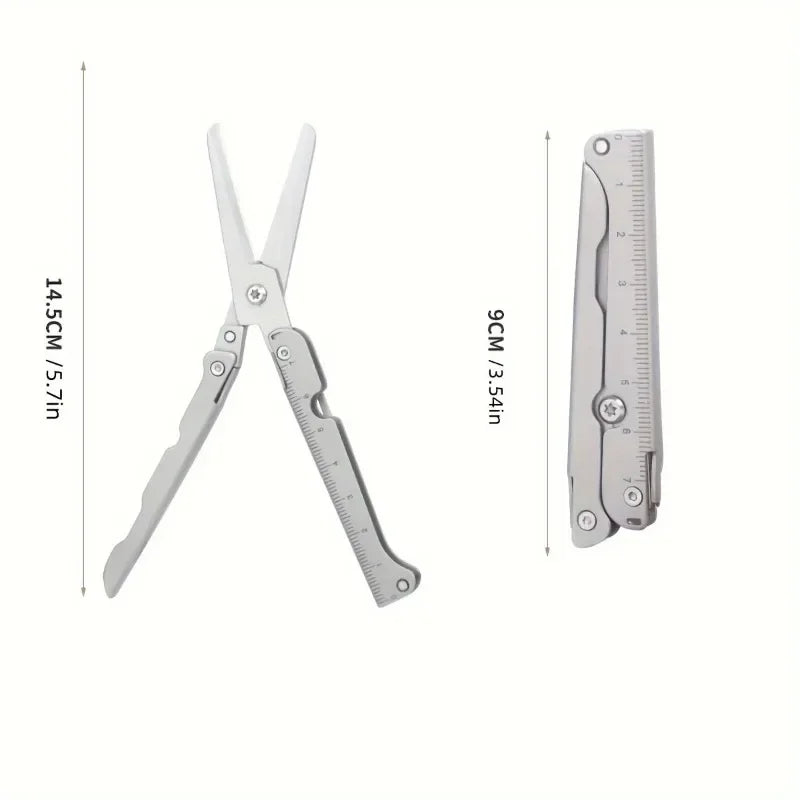 Stainless Steel Outdoor Survival Tool for Camping, Fishing, Hunting & EDC, Portable Multifunctional Folding Scissors
