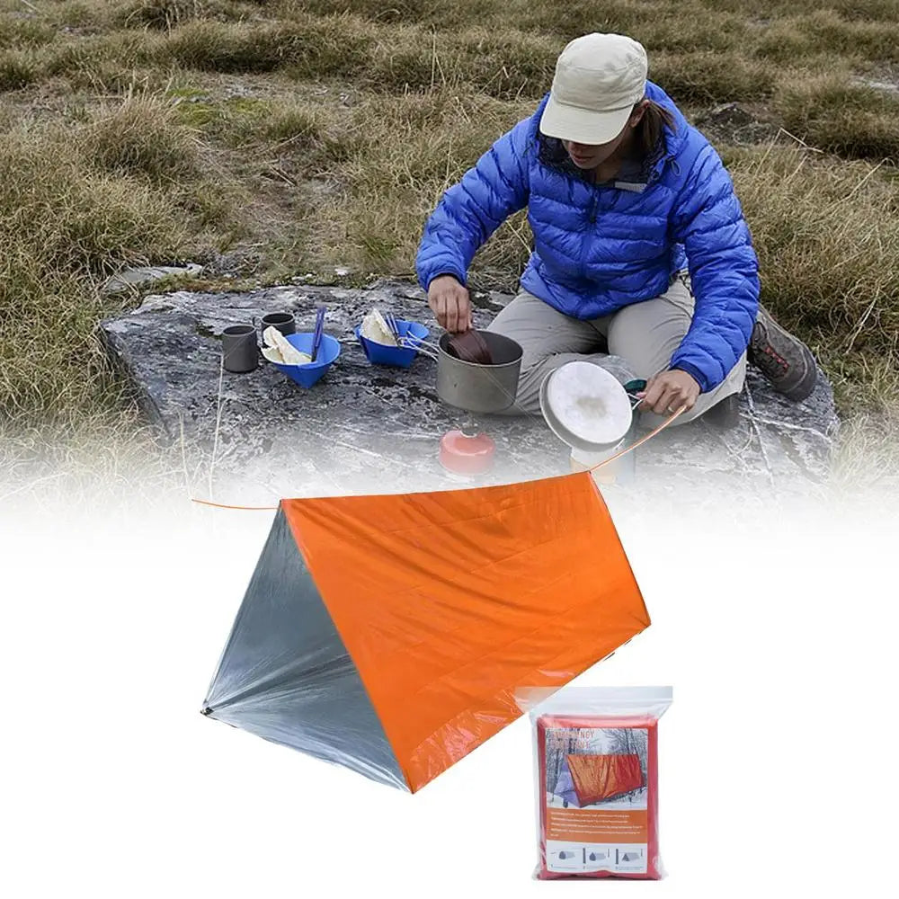 Outdoor Emergency Tent Survival Blanket Emergency Escape Camping Survival Tent Kit Insulation Blanket Mat Sleeping Bag Waterprof