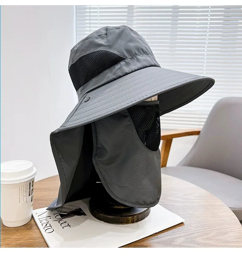Summer Sun Hats Outdoor Fishing Hats Men's And Women's Camping Visors Bucket Hats Neck Flap Bucket Hats