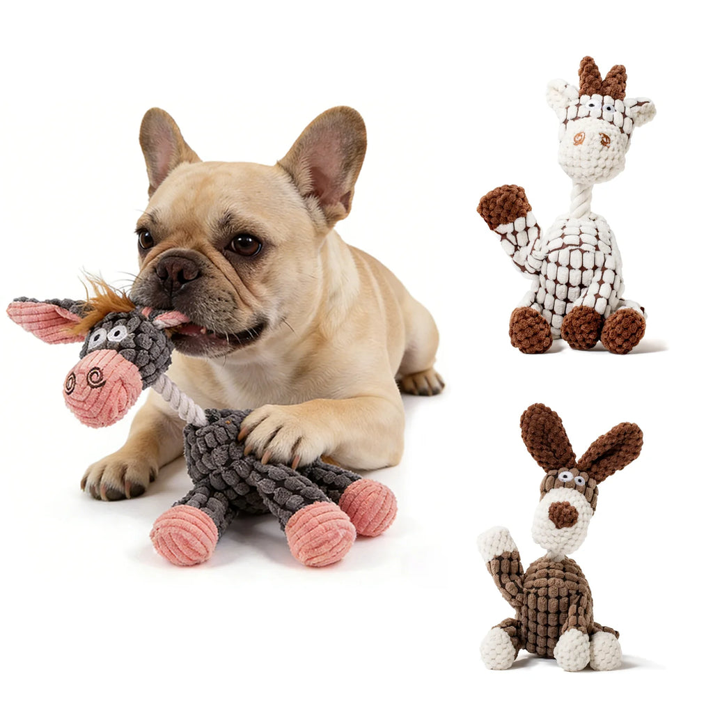 Donkey Dog Toys for Large Dogs Plush Stuffed Dog Toys for Aggressive Chewers Stuffed Dog Toys Durable Squeaky Puppy Chew Toys