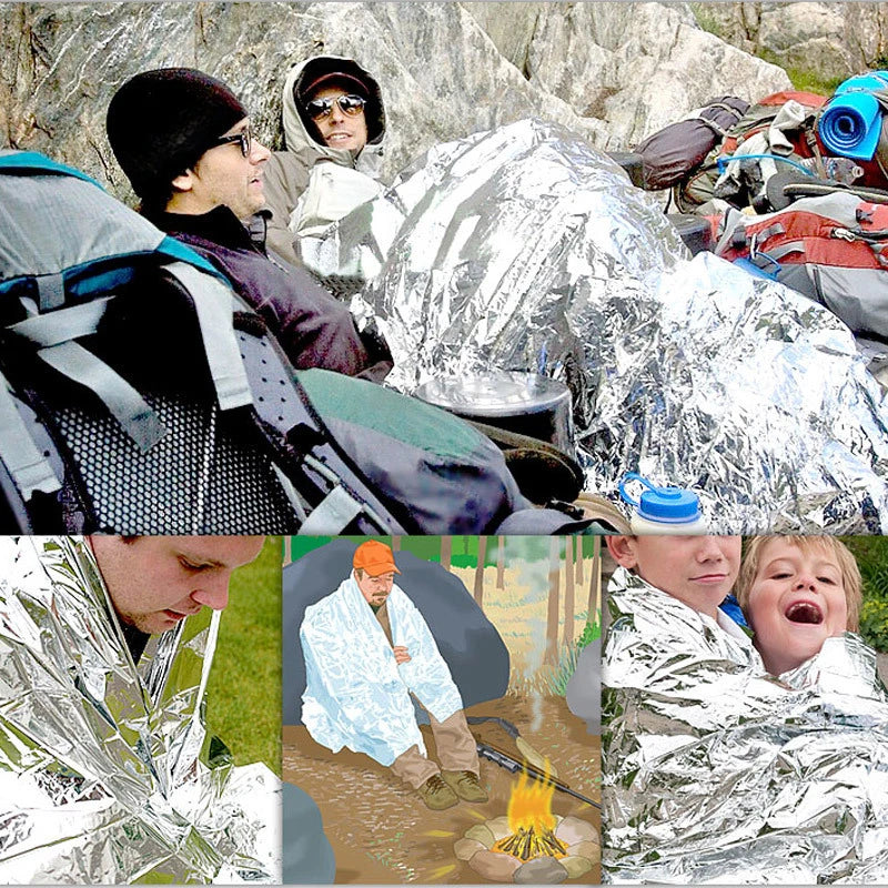 160x210cm Outdoor Survival Emergency Blanket Disaster-relief Gear Outdoor Camping Thermal Blankets Rescue Blankets Foil