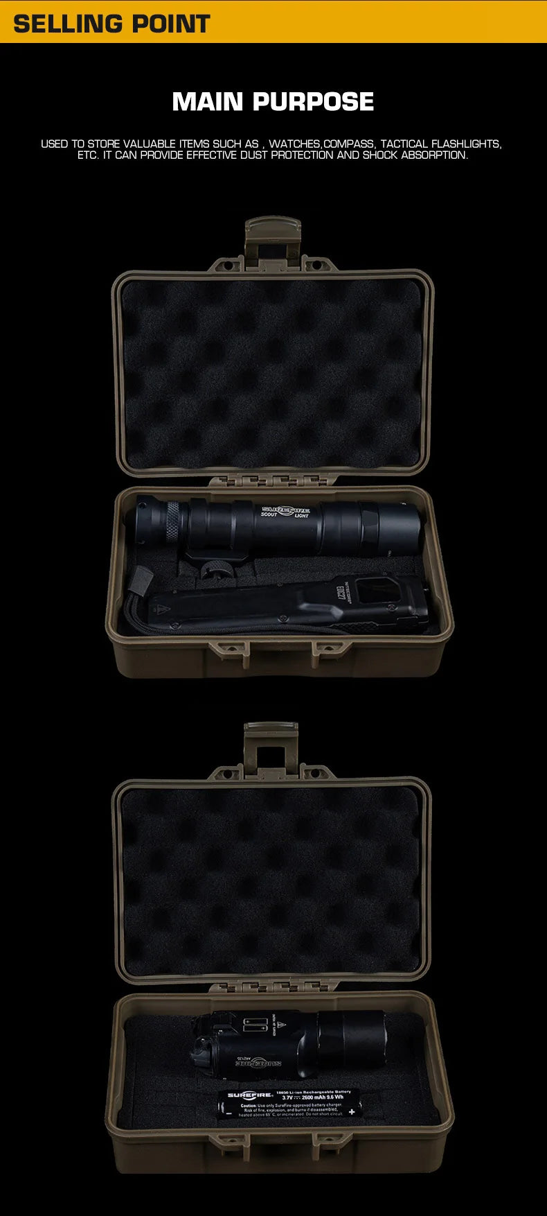 Tactical Gear Case Outdoor Shockproof Shooting Hunting Tools Flashlight Storage Camping Survival Toolbox
