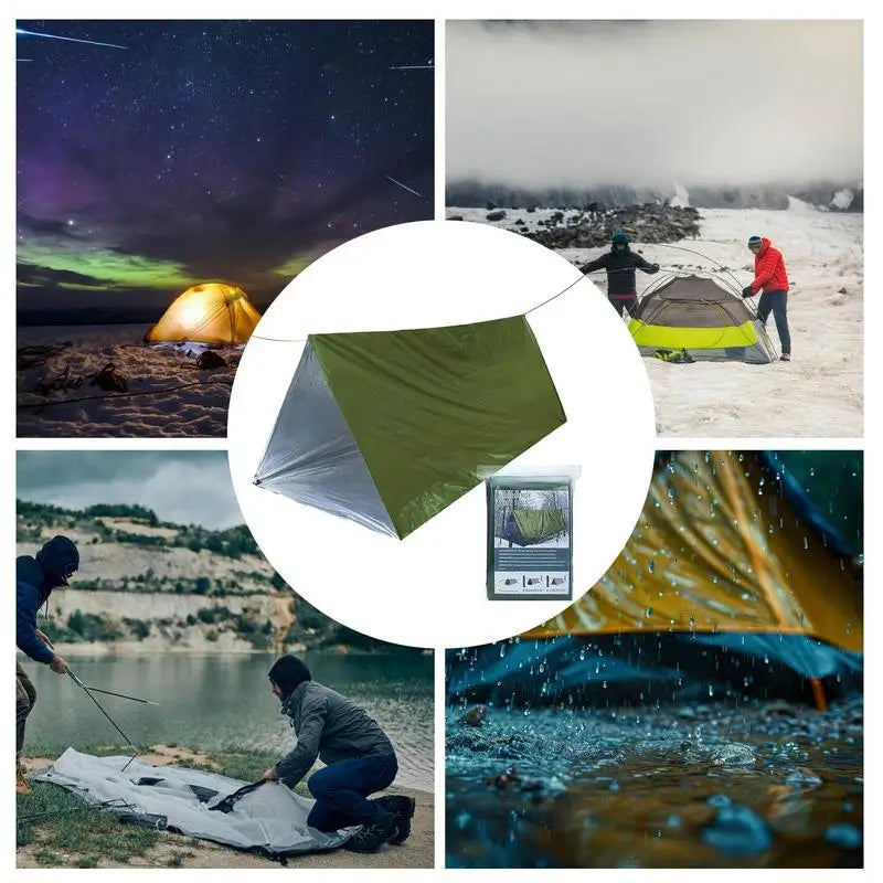 Outdoor Emergency Tent Survival Blanket Emergency Escape Camping Survival Tent Kit Insulation Blanket Mat Sleeping Bag Waterprof