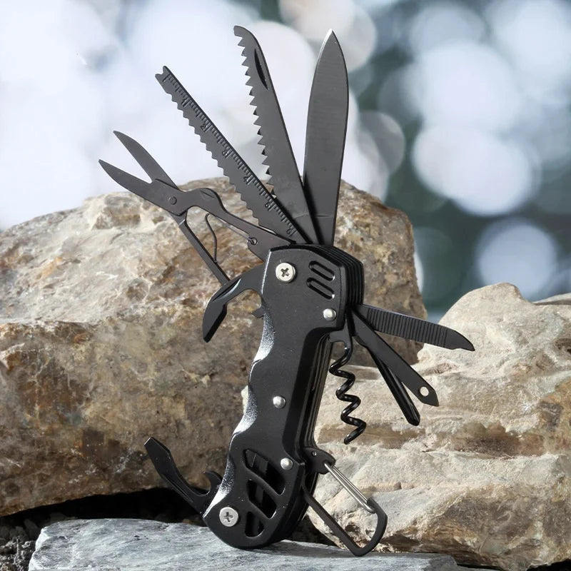Swiss Army Knife Outdoor Multi-Function - Portable Folding Knife for Wilderness Survival, EDC Tool with Bottle Opener