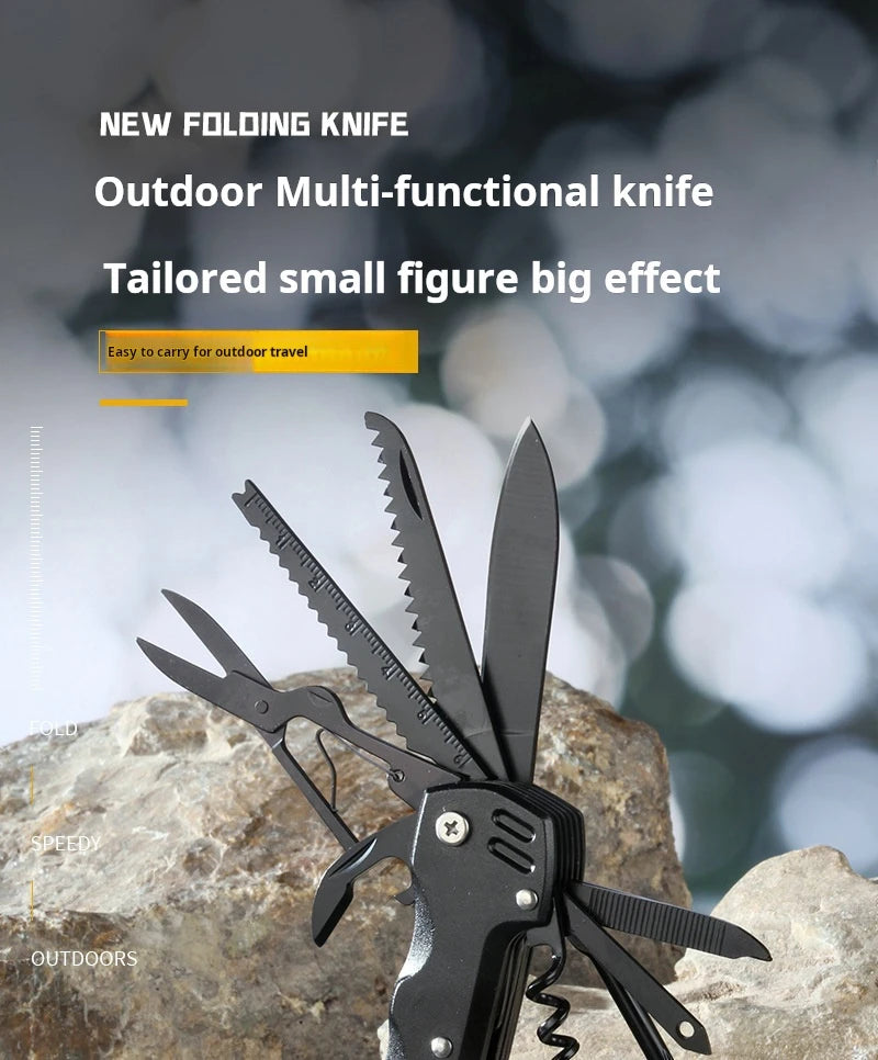 Swiss Army Knife Outdoor Multi-Function - Portable Folding Knife for Wilderness Survival, EDC Tool with Bottle Opener