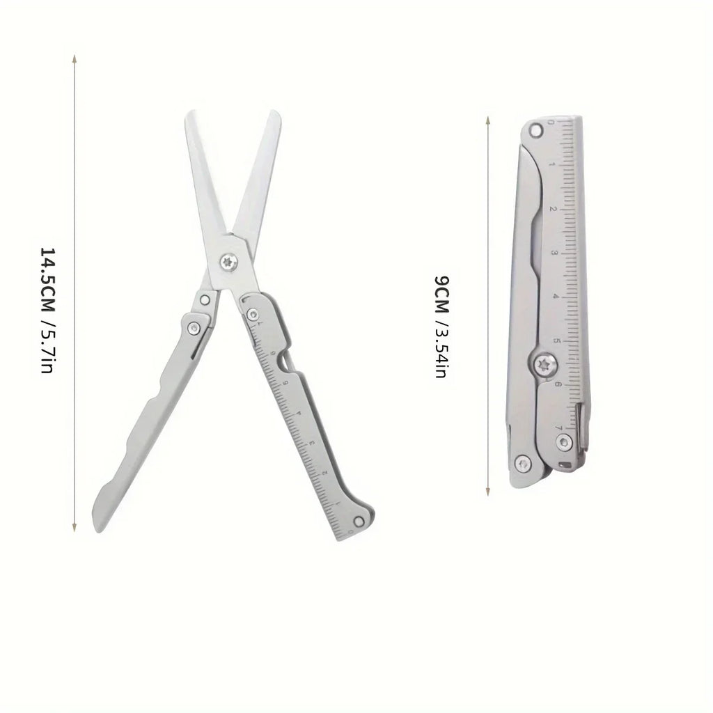 Stainless Steel Outdoor Survival Tool for Camping, Fishing, Hunting & EDC, Portable Multifunctional Folding Scissors