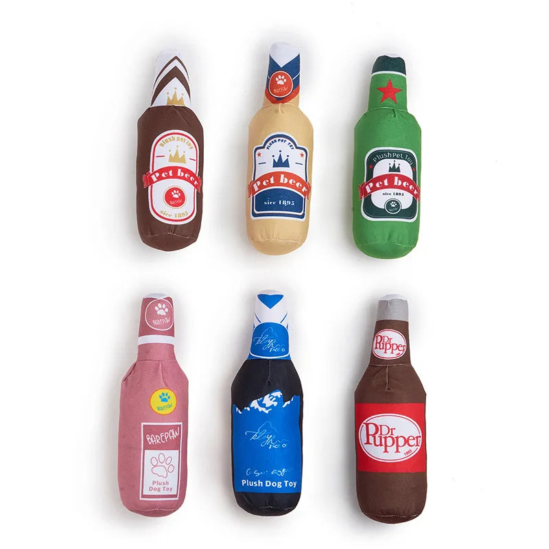 Dog Toy Series with Realistic Wine Bottle Design, Includes Crinkle Paper and Squeaker, Makes Sounds, in Stock, Chew-Resistant Toy That Won'T Be Chewed to Pieces