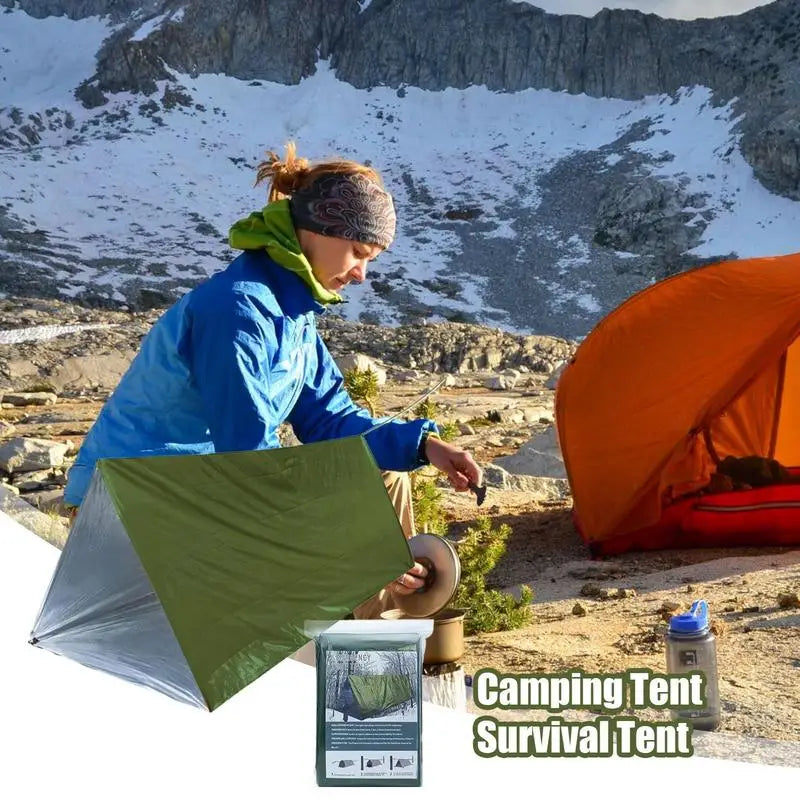 Outdoor Emergency Tent Survival Blanket Emergency Escape Camping Survival Tent Kit Insulation Blanket Mat Sleeping Bag Waterprof