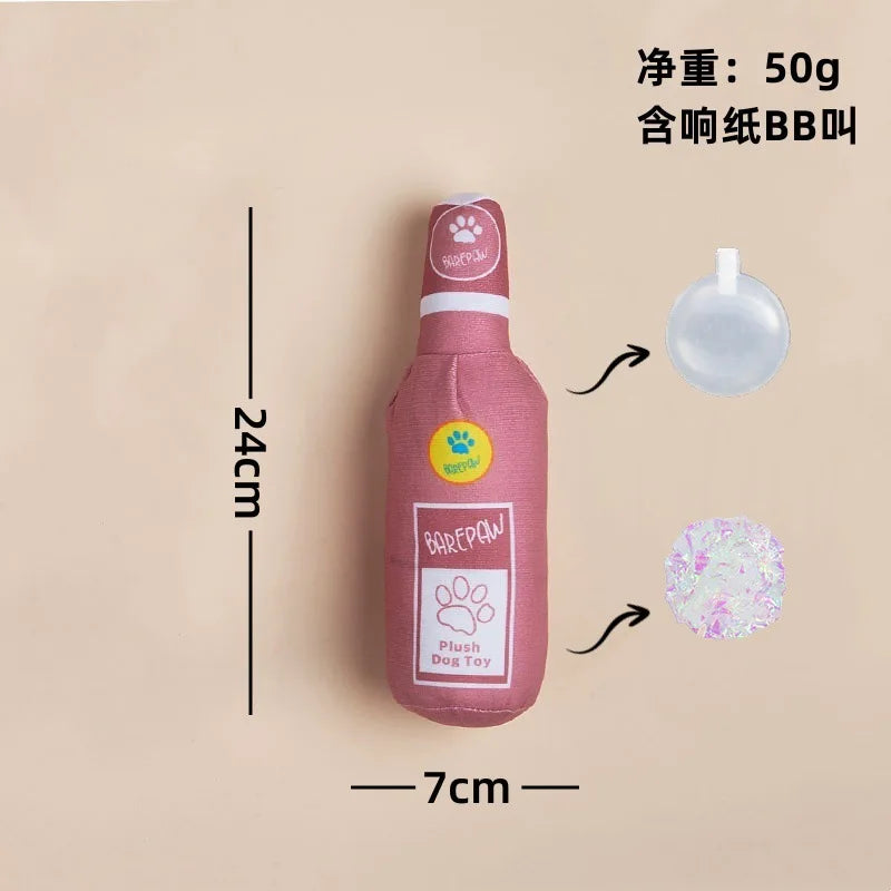 Dog Toy Series with Realistic Wine Bottle Design, Includes Crinkle Paper and Squeaker, Makes Sounds, in Stock, Chew-Resistant Toy That Won'T Be Chewed to Pieces