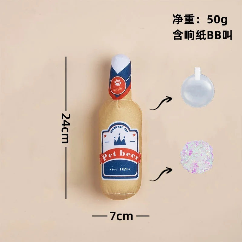 Dog Toy Series with Realistic Wine Bottle Design, Includes Crinkle Paper and Squeaker, Makes Sounds, in Stock, Chew-Resistant Toy That Won'T Be Chewed to Pieces