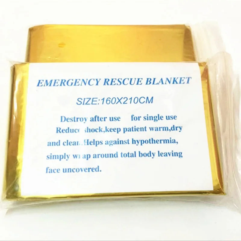 160x210cm Outdoor Survival Emergency Blanket Disaster-relief Gear Outdoor Camping Thermal Blankets Rescue Blankets Foil