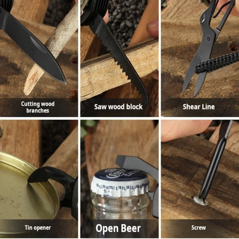 Swiss Army Knife Outdoor Multi-Function - Portable Folding Knife for Wilderness Survival, EDC Tool with Bottle Opener