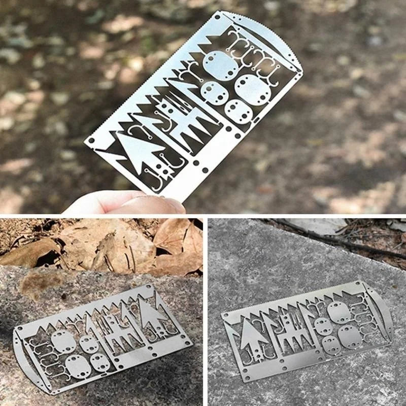 Outdoor Camping Outdoor Multifu Equipment Survival Tools Stainless Steel Card Fishing Portable Practical Hand Tools Supplies