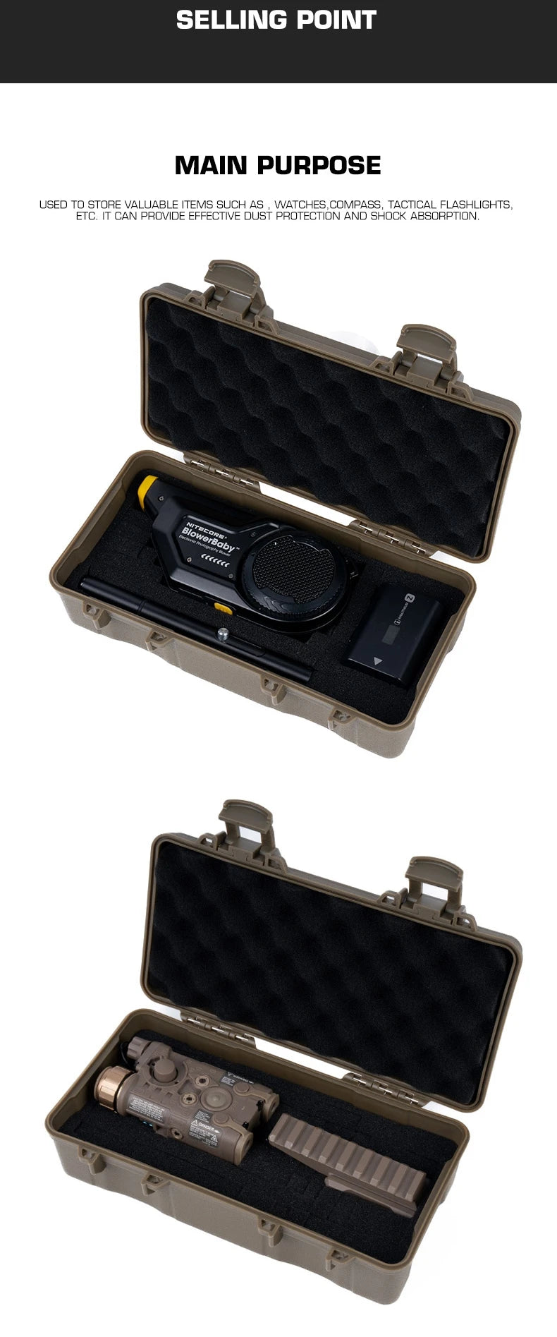 Tactical Gear Case Outdoor Shockproof Shooting Hunting Tools Flashlight Storage Camping Survival Toolbox