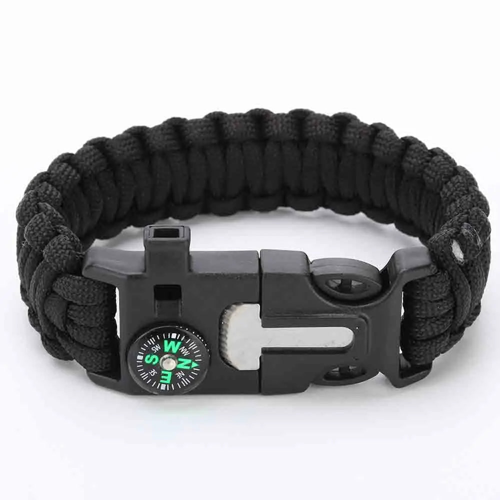(No flint) Outdoor  Survival Umbrella Rope SOS Bracelet Emergency Rescue Bracelet Compass Sport Tactical  Whistle Bracelets