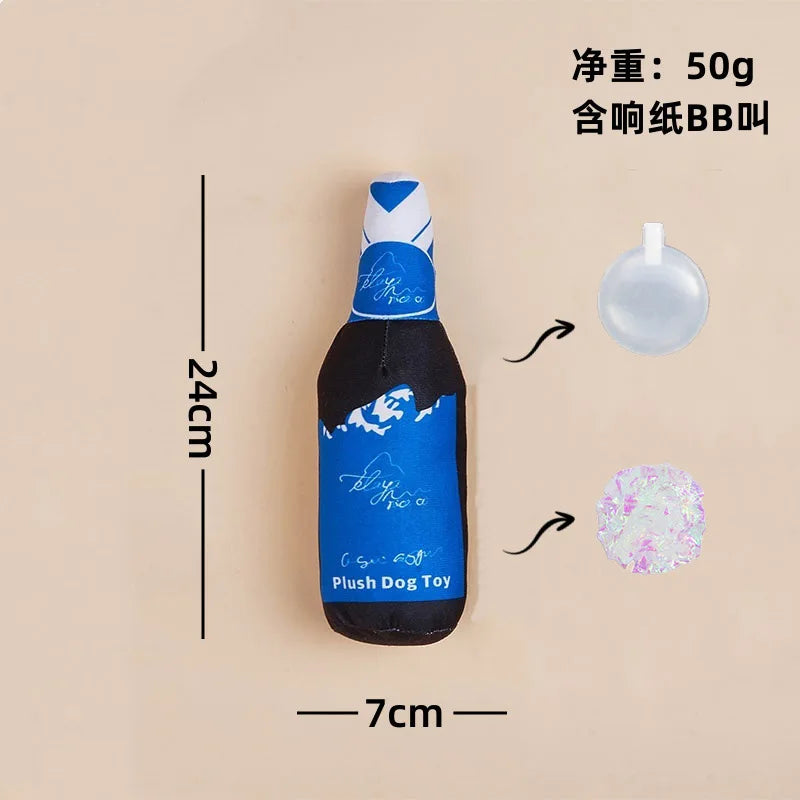 Dog Toy Series with Realistic Wine Bottle Design, Includes Crinkle Paper and Squeaker, Makes Sounds, in Stock, Chew-Resistant Toy That Won'T Be Chewed to Pieces