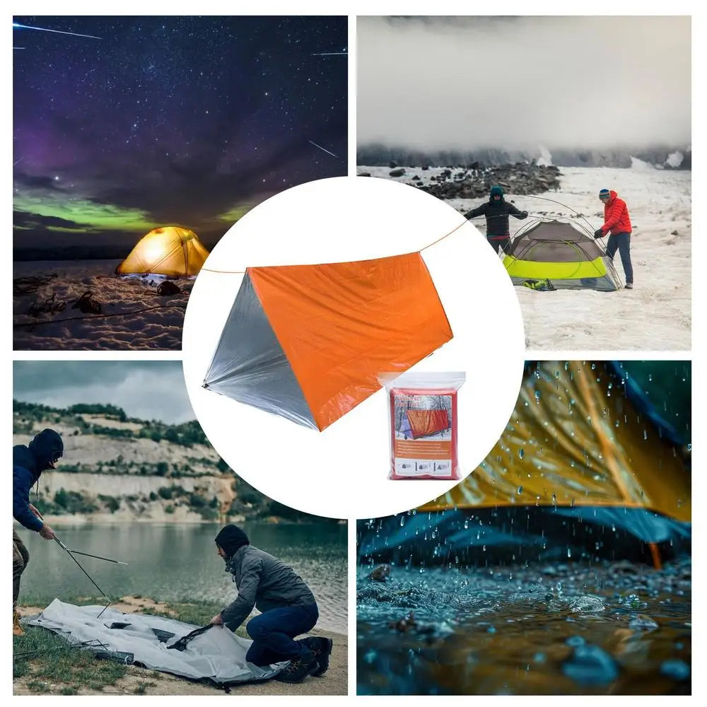 Outdoor Emergency Tent Survival Blanket Emergency Escape Camping Survival Tent Kit Insulation Blanket Mat Sleeping Bag Waterprof