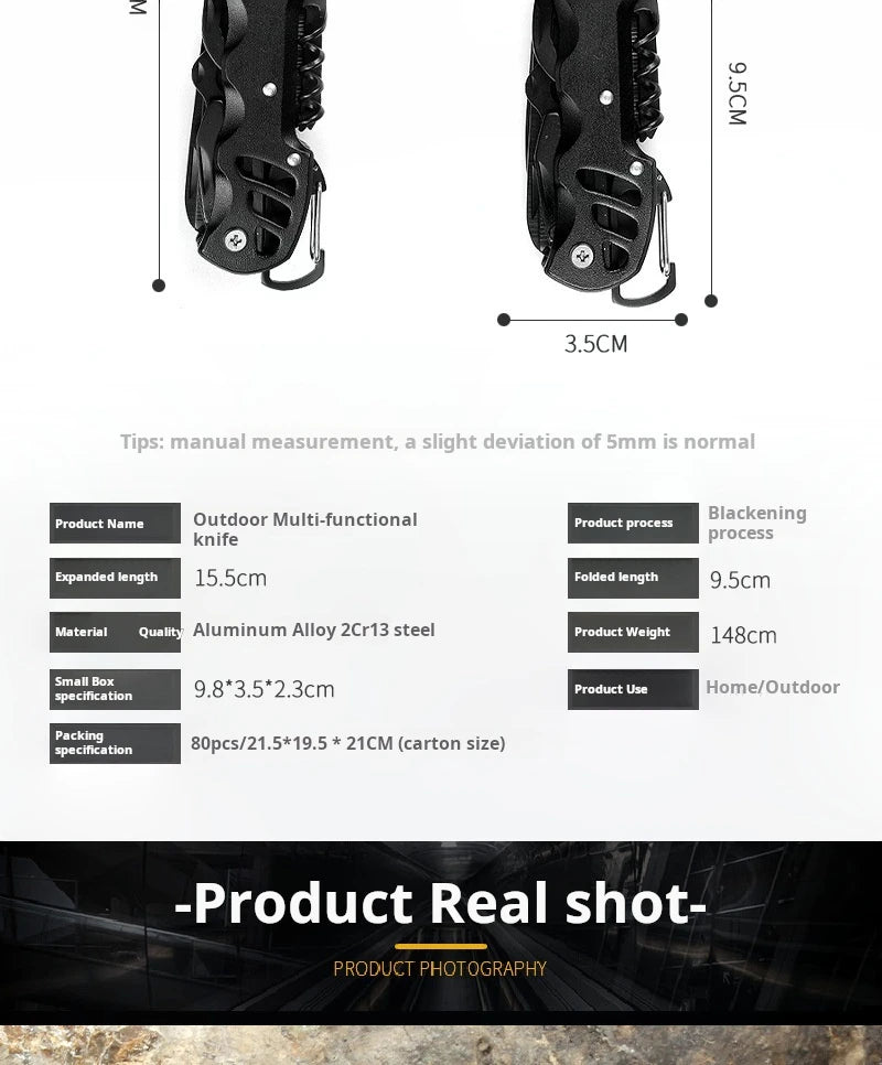 Swiss Army Knife Outdoor Multi-Function - Portable Folding Knife for Wilderness Survival, EDC Tool with Bottle Opener