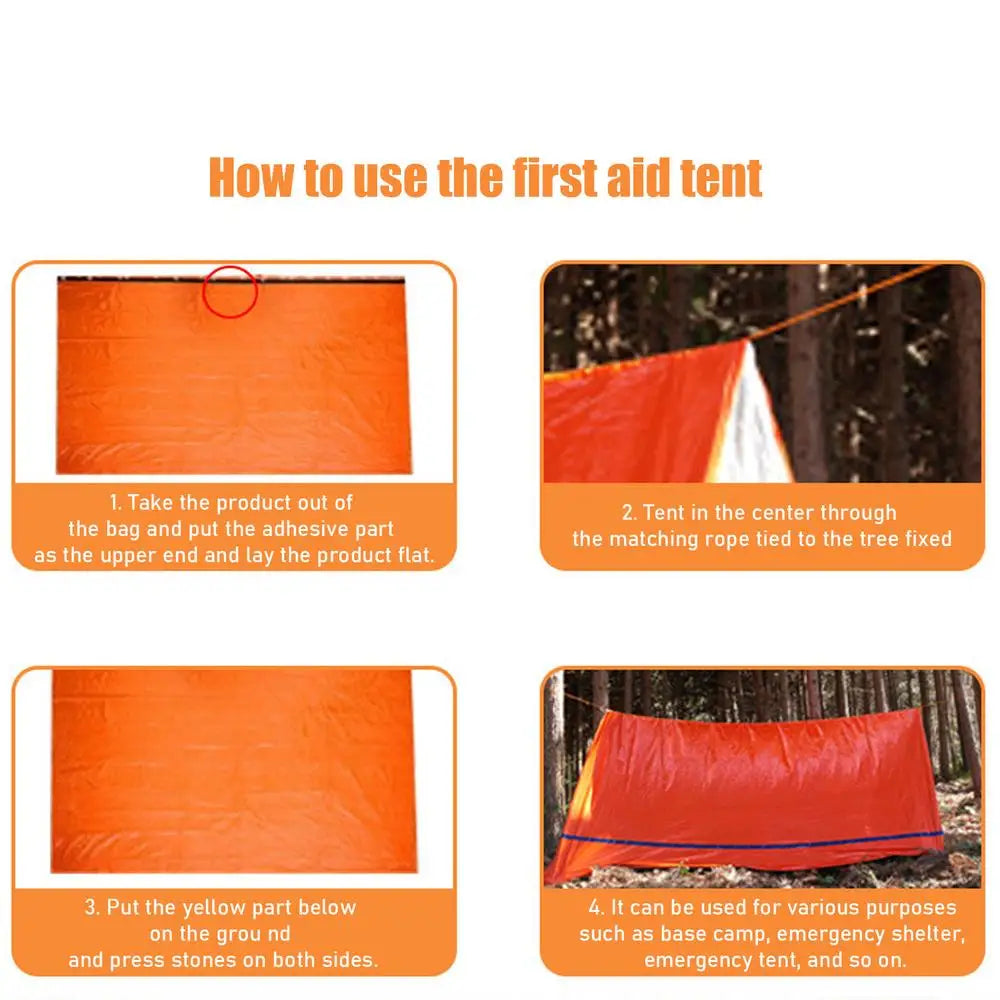 Outdoor Emergency Tent Survival Blanket Emergency Escape Camping Survival Tent Kit Insulation Blanket Mat Sleeping Bag Waterprof