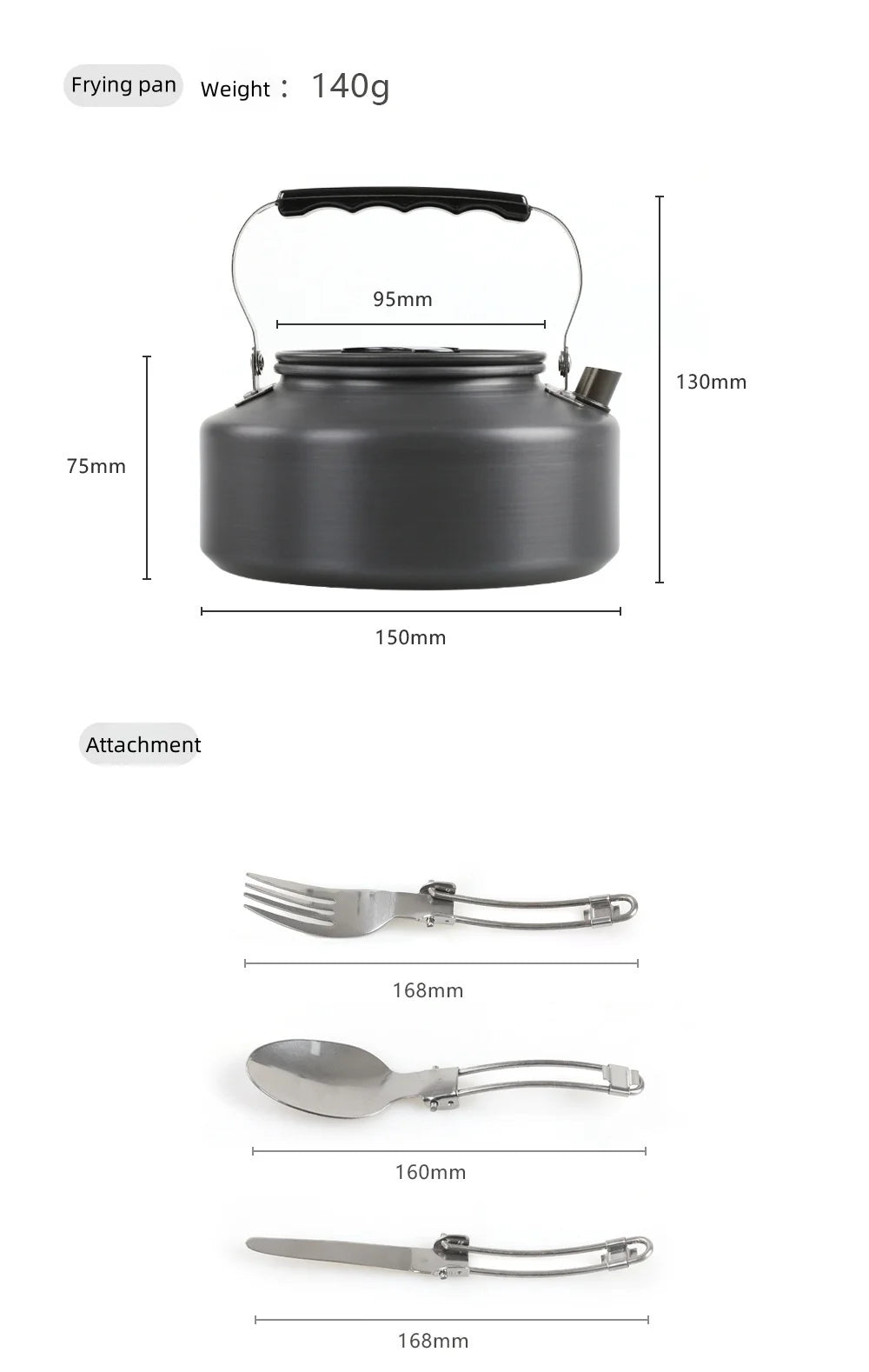 Outdoor cooking utensils, camping cookware, water heaters, tea pots, frying pans, portable outdoor stoves, camping tableware