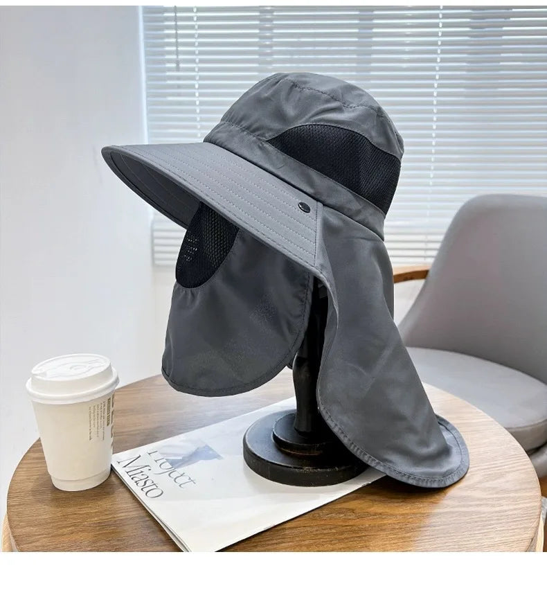 Summer Sun Hats Outdoor Fishing Hats Men's And Women's Camping Visors Bucket Hats Neck Flap Bucket Hats