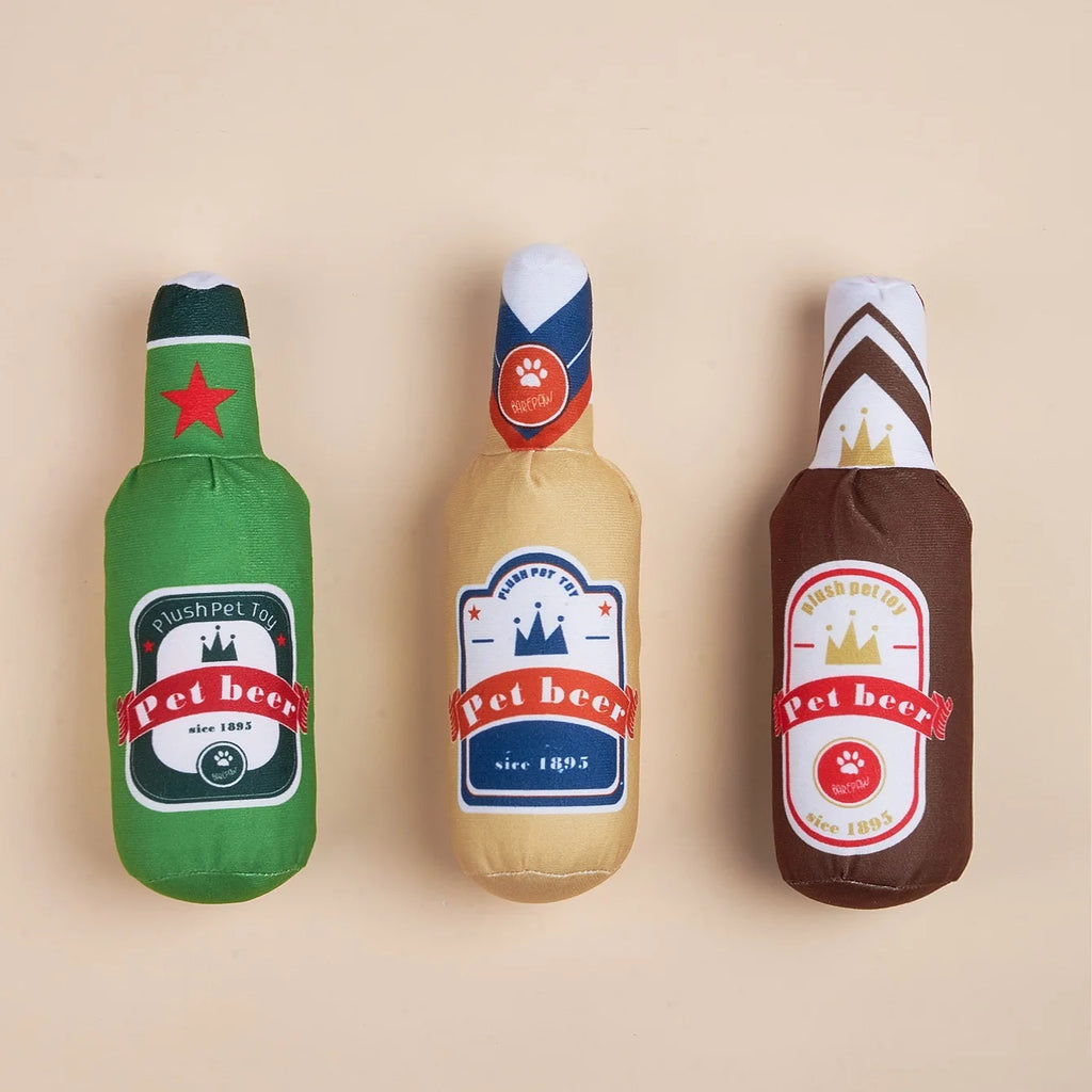 Dog Toy Series with Realistic Wine Bottle Design, Includes Crinkle Paper and Squeaker, Makes Sounds, in Stock, Chew-Resistant Toy That Won'T Be Chewed to Pieces