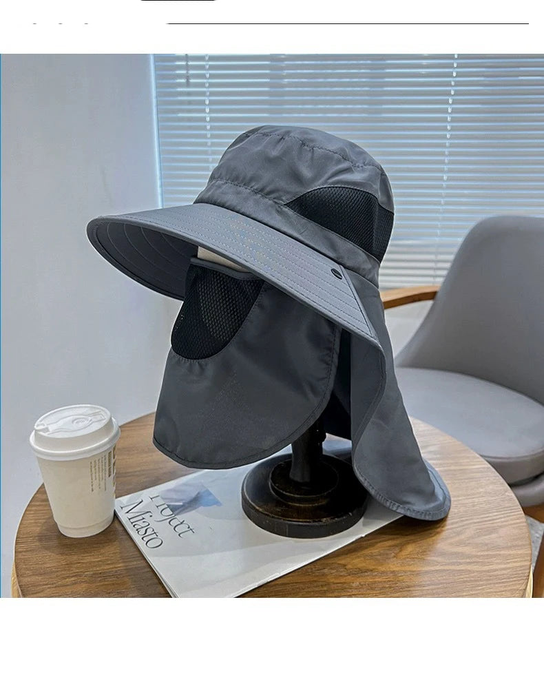Summer Sun Hats Outdoor Fishing Hats Men's And Women's Camping Visors Bucket Hats Neck Flap Bucket Hats