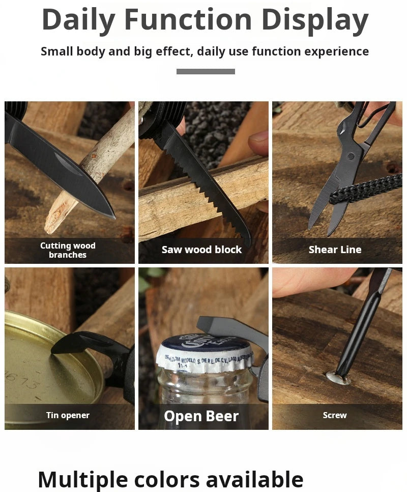 Swiss Army Knife Outdoor Multi-Function - Portable Folding Knife for Wilderness Survival, EDC Tool with Bottle Opener