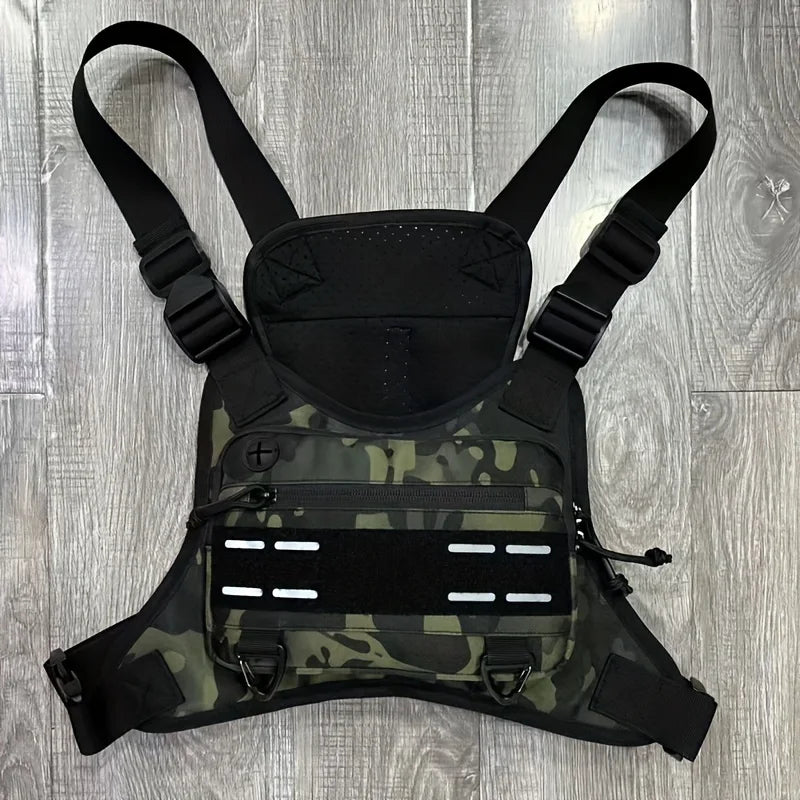 Outdoor Chest Bag For Men Front Rig Pouch Running Vest Phone Holder Tactical Sports Pack Hiking Fishing Molle Camping Backpack