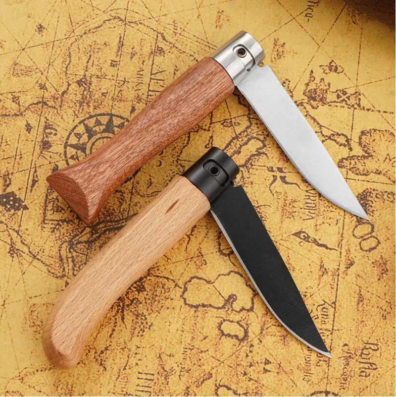 Stainless Steel Outdoor Knife Survival Hunting Knife Comfortable Wood Handle Quality 3CR13 Steel Camping Pocket Knife