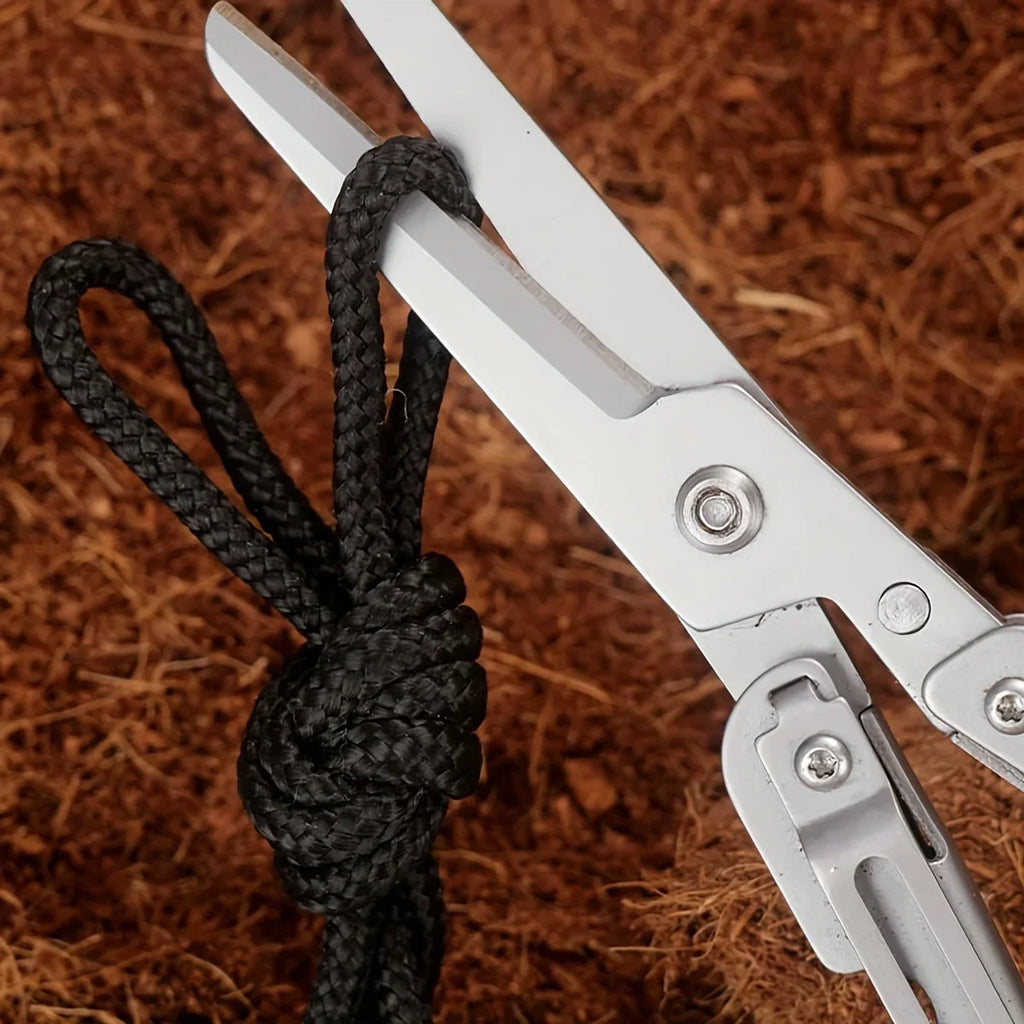 Stainless Steel Outdoor Survival Tool for Camping, Fishing, Hunting & EDC, Portable Multifunctional Folding Scissors