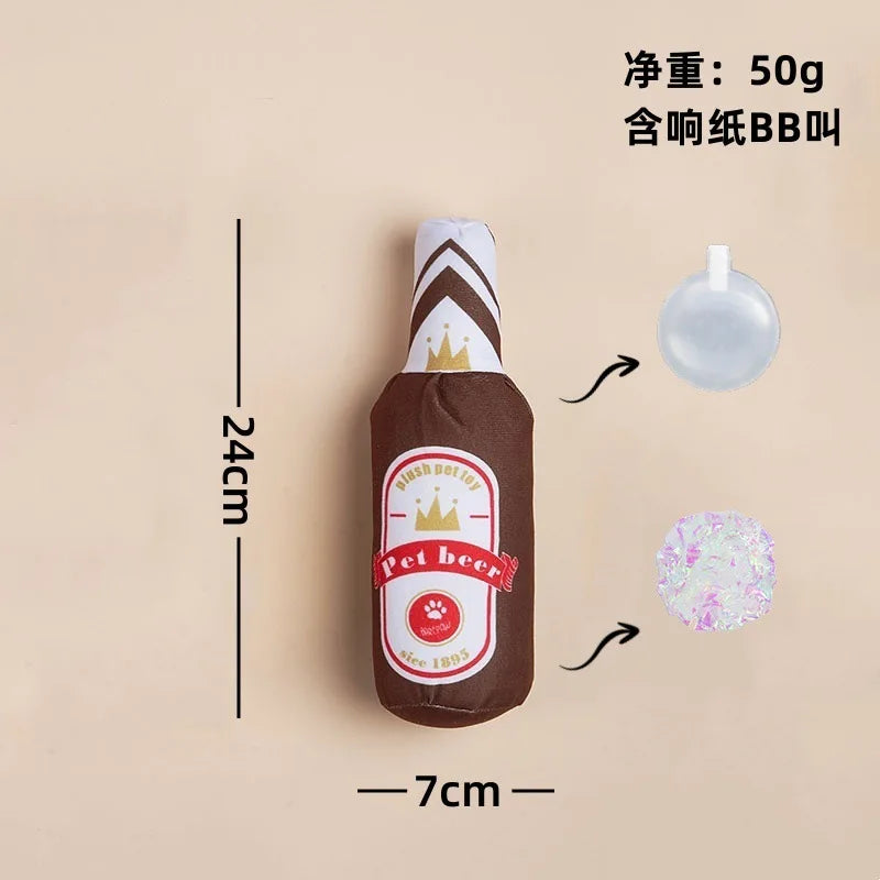 Dog Toy Series with Realistic Wine Bottle Design, Includes Crinkle Paper and Squeaker, Makes Sounds, in Stock, Chew-Resistant Toy That Won'T Be Chewed to Pieces