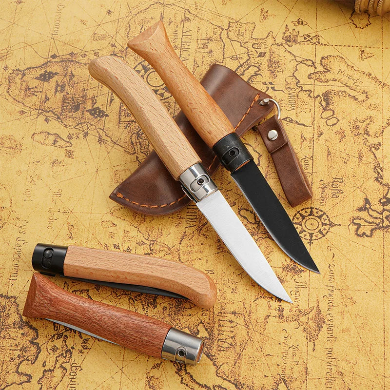 Stainless Steel Outdoor Knife Survival Hunting Knife Comfortable Wood Handle Quality 3CR13 Steel Camping Pocket Knife