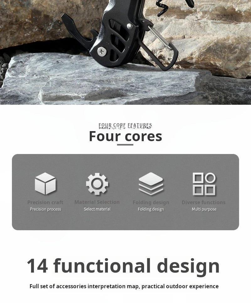 Swiss Army Knife Outdoor Multi-Function - Portable Folding Knife for Wilderness Survival, EDC Tool with Bottle Opener